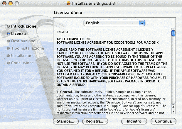 [Snapshot of Apple GCC License Agreement PopUp Window]